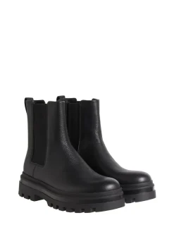 Calvin Klein Black Leather Airfit Lugged Chelsea Boots^ Boots|Boots