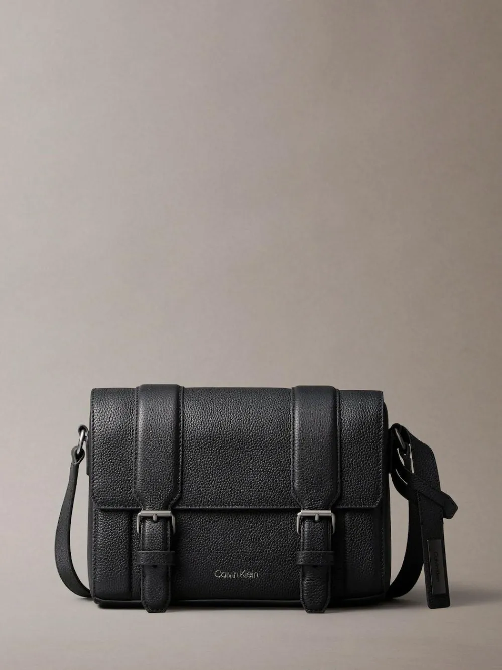 Calvin Klein Black Leather Flap Messenger Bag^ Bags