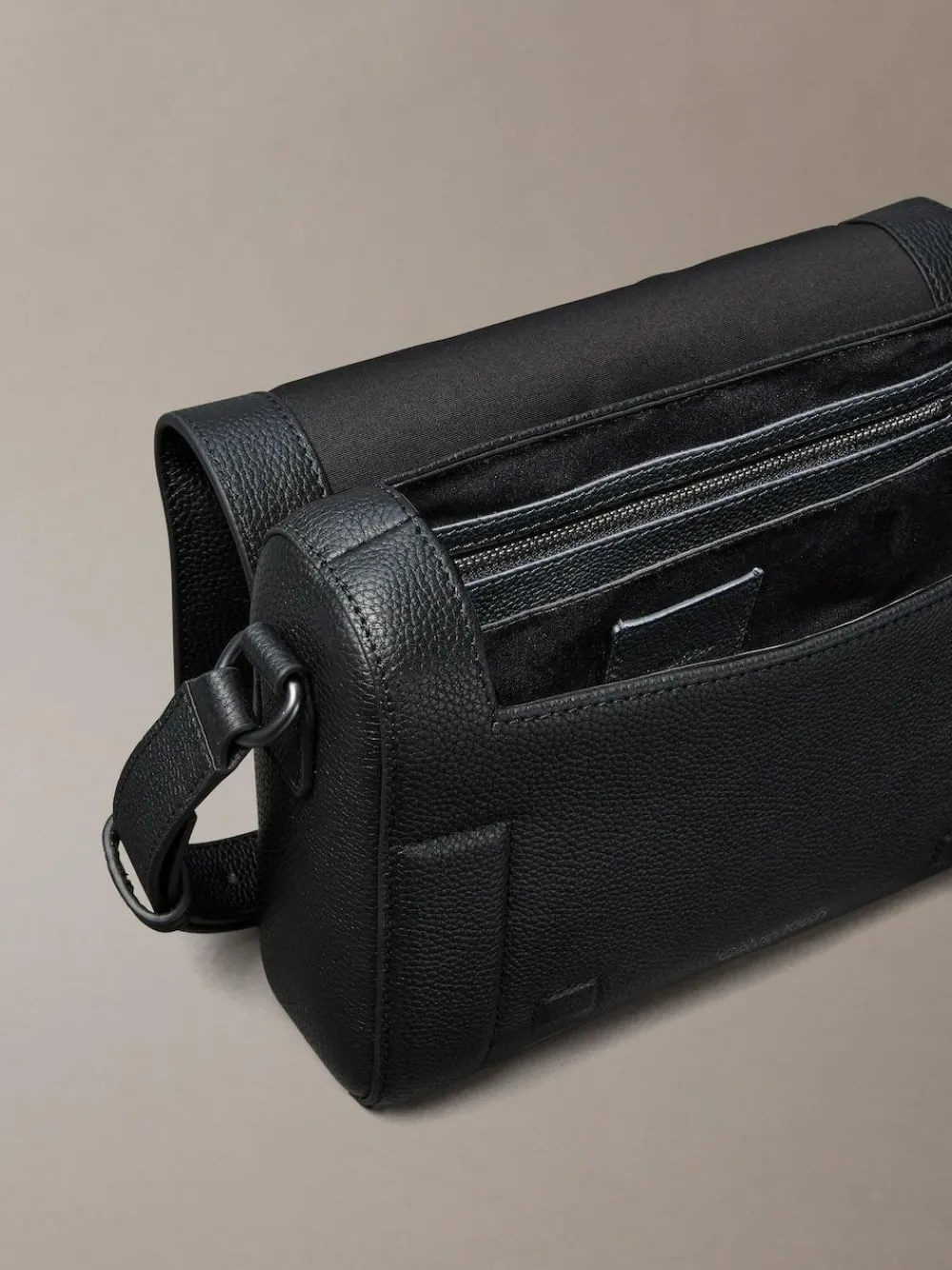 Calvin Klein Black Leather Flap Messenger Bag^ Bags