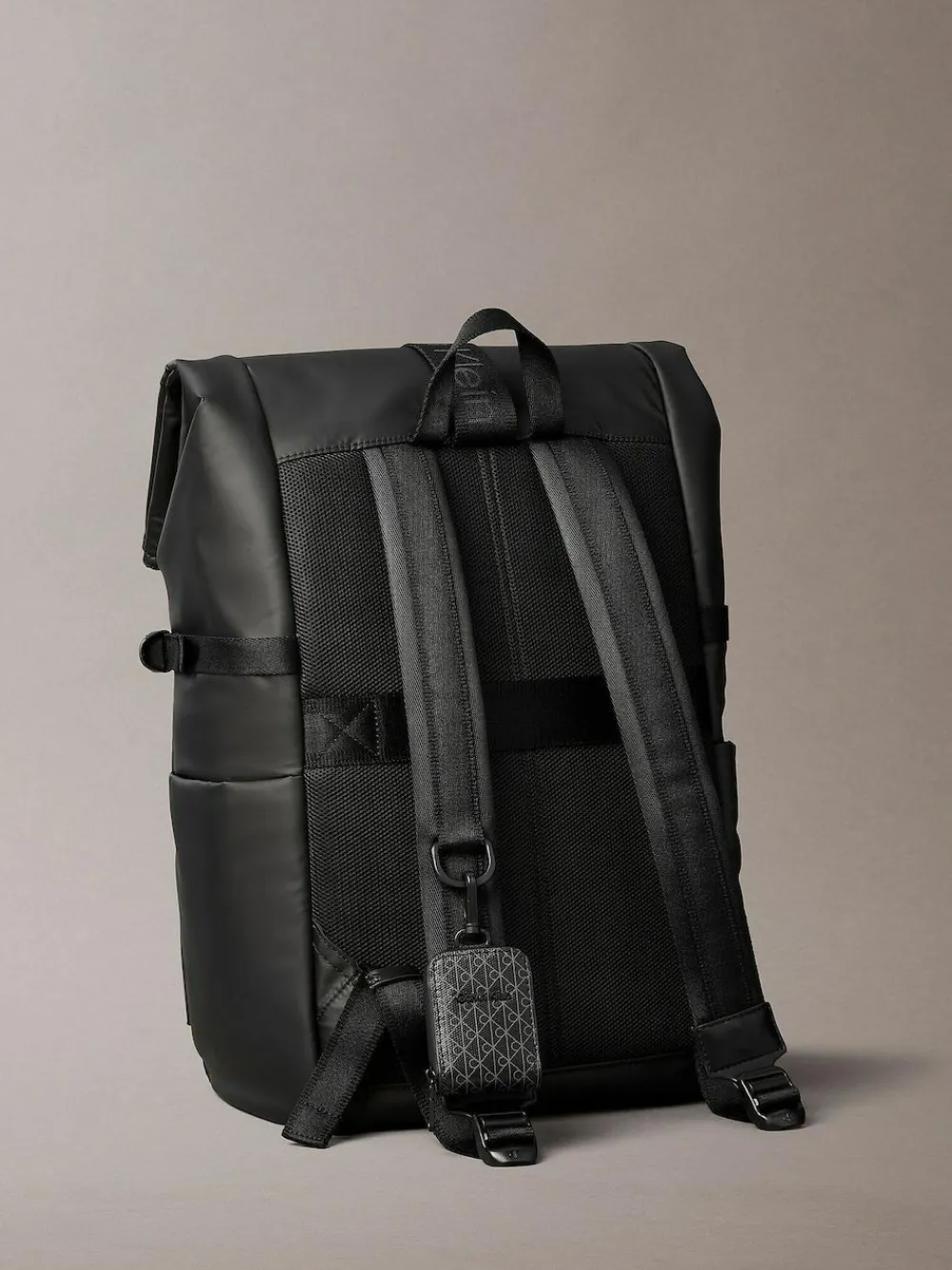 Calvin Klein Black Puffer Utility Roll Top Backpack