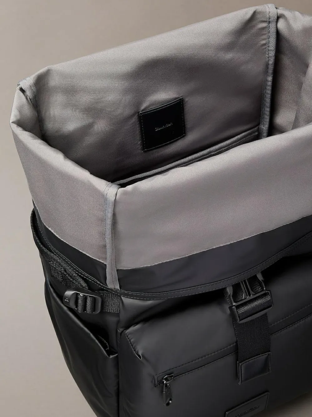 Calvin Klein Black Puffer Utility Roll Top Backpack