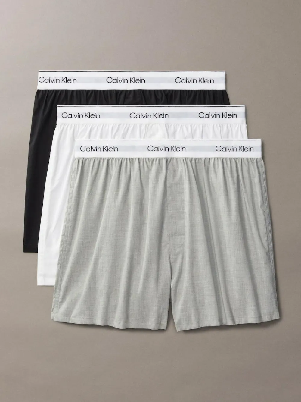 Calvin Klein Black/White/Grey 3 Pack Slim Fit Boxers - Icon Cotton Stretch^ Underwear|Underwear