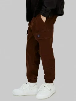 Calvin Klein Jeans Relaxed Sateen Cargo Brown Trousers^BOY Pants & Chinos