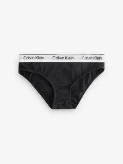 Calvin Klein White 3 Pack Girls Bikini Briefs Icon Cotton Stretch^ Underwear