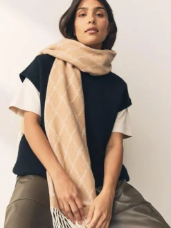 Next Premium Made in Italy Jacquard Monogram 100% Wool Midweight Scarf^Women Hats, Gloves & Scarves|Hats, Gloves & Scarves