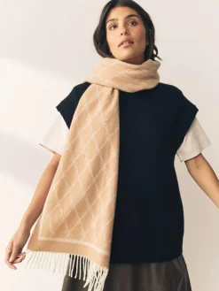 Next Premium Made in Italy Jacquard Monogram 100% Wool Midweight Scarf^Women Hats, Gloves & Scarves|Hats, Gloves & Scarves