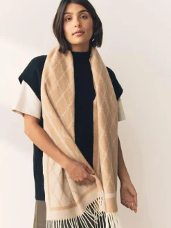 Next Premium Made in Italy Jacquard Monogram 100% Wool Midweight Scarf^Women Hats, Gloves & Scarves|Hats, Gloves & Scarves