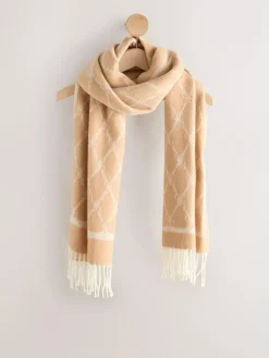 Next Premium Made in Italy Jacquard Monogram 100% Wool Midweight Scarf^Women Hats, Gloves & Scarves|Hats, Gloves & Scarves