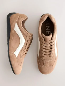 Sale Next Forever Comfort® Leather Slimsole Lace-Up Trainers Camel Suede