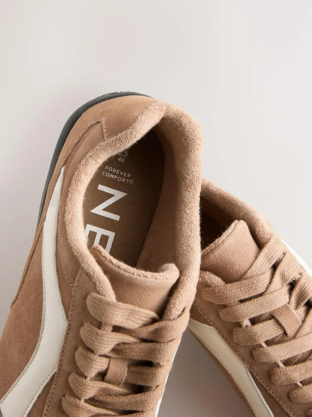 Sale Next Forever Comfort® Leather Slimsole Lace-Up Trainers Camel Suede