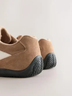 Sale Next Forever Comfort® Leather Slimsole Lace-Up Trainers Camel Suede