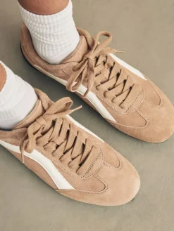 Sale Next Forever Comfort® Leather Slimsole Lace-Up Trainers Camel Suede