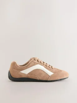 Sale Next Forever Comfort® Leather Slimsole Lace-Up Trainers Camel Suede