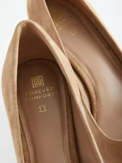 Online Next Camel Suede Standard/Wide Fit Leather Mid Court Shoes