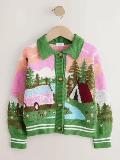 Next Camper Van Campervan Scene Collared Cardigan (3-16yrs)^ Knitwear & Sweaters|Knitwear