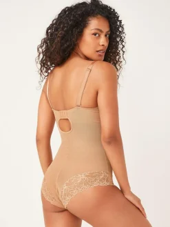 Clearance Next DD+ Firm Tummy Control Lightly Padded Lace Body Caramel Nude