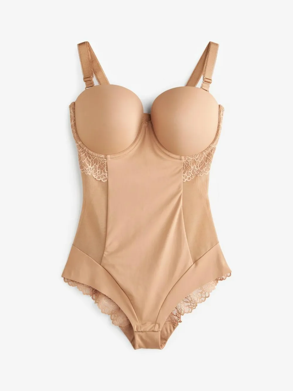 Clearance Next DD+ Firm Tummy Control Lightly Padded Lace Body Caramel Nude