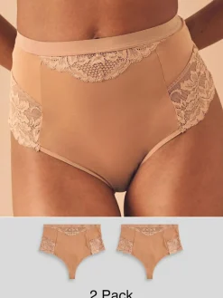 Online Next Tummy Control Light Shaping High Waist Thongs 2 Pack Caramel Nude