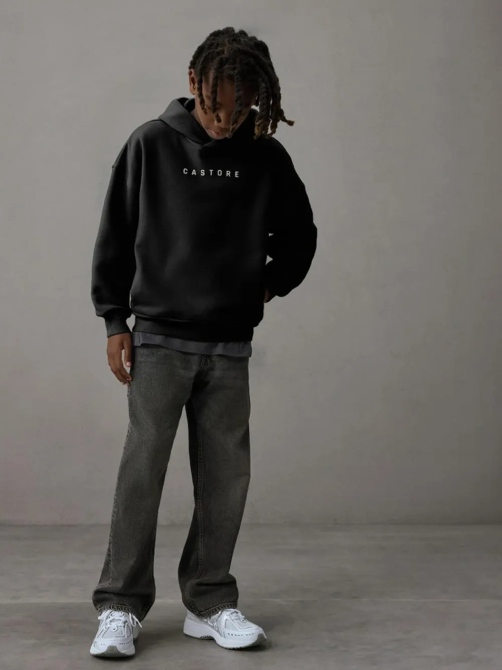 Online Castore Logo Oversized Heavyweight Cotton Hoodie Black/White