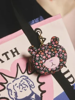 Sale Cath Kidston Bear Clip On Purse Black Folding Star Ditsy