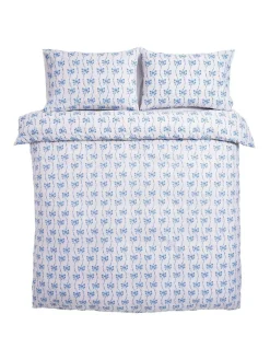 Sale Cath Kidston 100% Cotton Duvet Cover and Pillowcase Set Blue Ribbon and Bows