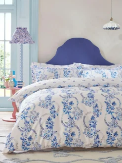 New Cath Kidston 180 Thread Count Duvet Cover and Pillowcase Set Blue Road Floral