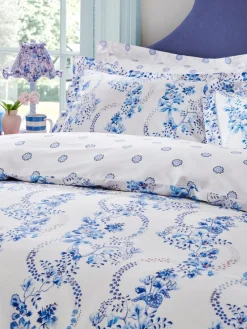 New Cath Kidston 180 Thread Count Duvet Cover and Pillowcase Set Blue Road Floral