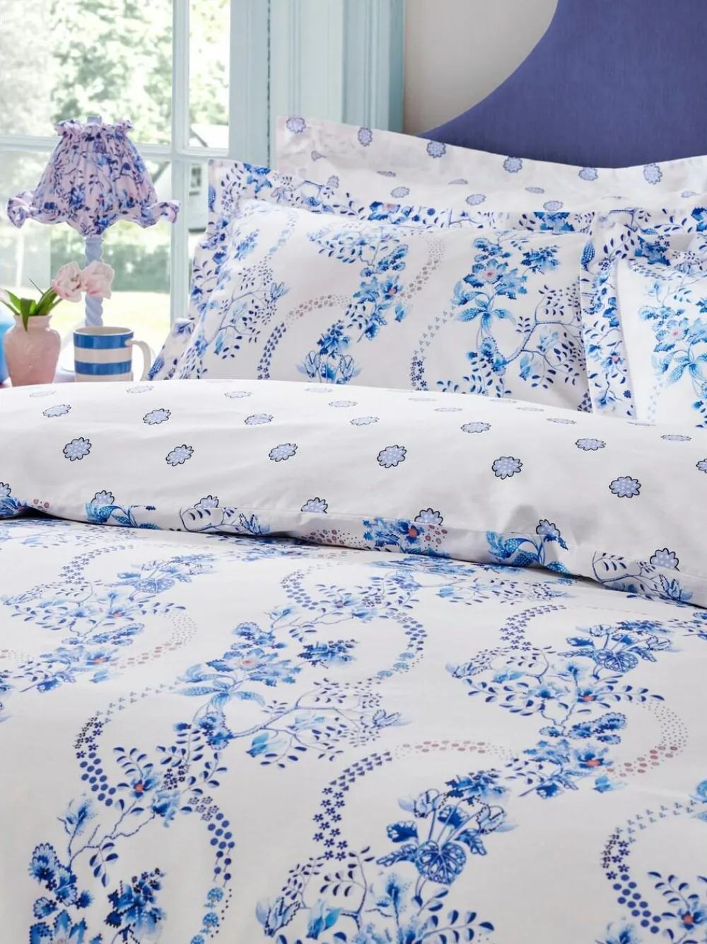 New Cath Kidston 180 Thread Count Duvet Cover and Pillowcase Set Blue Road Floral