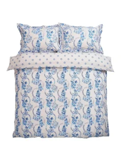 New Cath Kidston 180 Thread Count Duvet Cover and Pillowcase Set Blue Road Floral