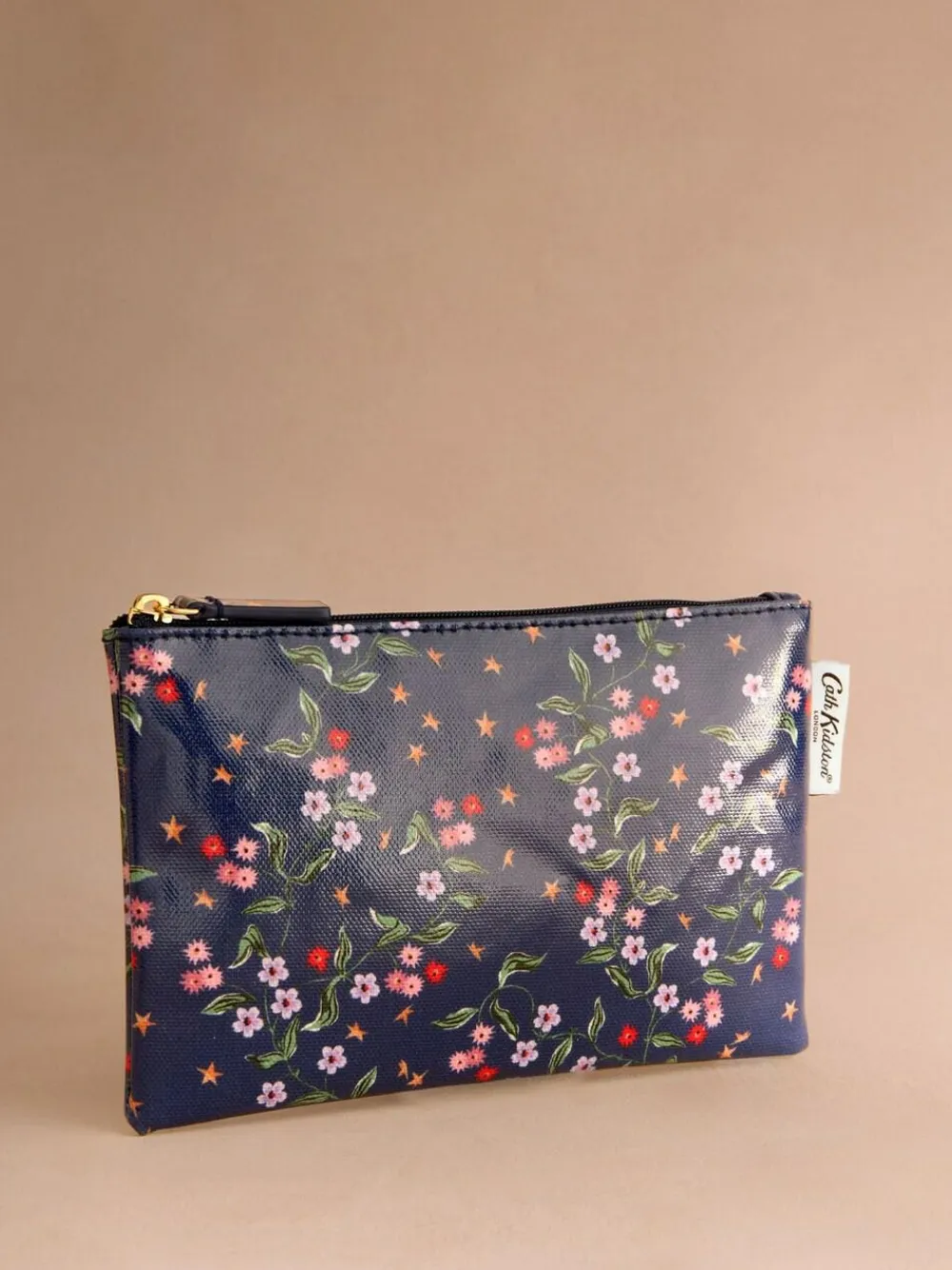 New Cath Kidston Navy Star Sprig Zip-Up Purse