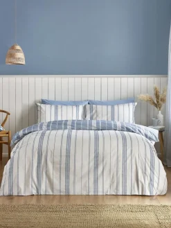 Catherine Lansfield Harbour Stripe Reversible Duvet Cover Set^ Branded Bedlinen