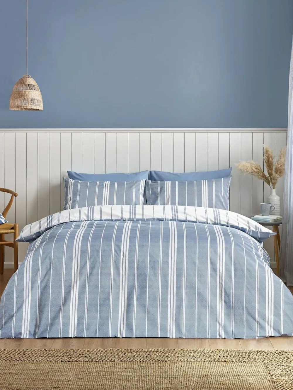 Catherine Lansfield Harbour Stripe Reversible Duvet Cover Set^ Branded Bedlinen