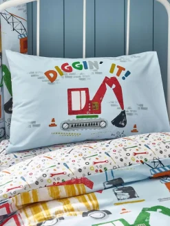 Best Catherine Lansfield Blue Digger Dreams Reversible Duvet Cover Set