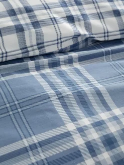 Catherine Lansfield Kelso Check Easy Care Duvet Cover and Pillowcase Set Blue