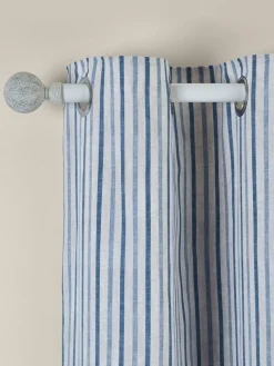 Catherine Lansfield Logan Stripe Lined Eyelet Curtains^ Curtains & Blinds
