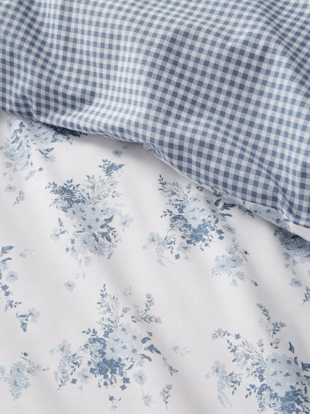Catherine Lansfield Blue Lucie Floral Frill Reversible Duvet Cover Set^ Branded Bedlinen