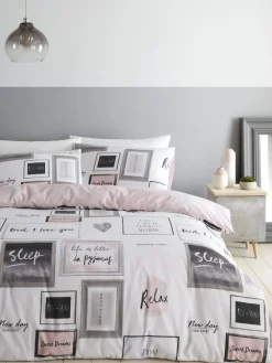 Clearance Catherine Lansfield Blush Pink Sleep Dreams Duvet Cover And Pillowcase Set