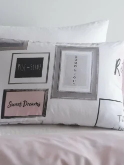 Clearance Catherine Lansfield Blush Pink Sleep Dreams Duvet Cover And Pillowcase Set