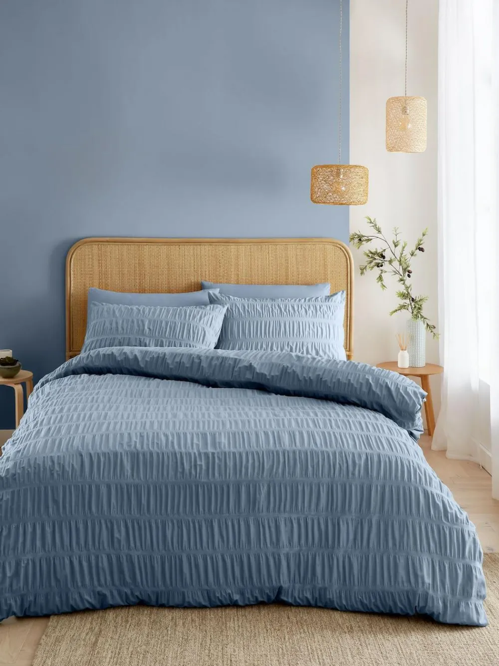 Catherine Lansfield Seersucker Easy Care Duvet Cover Set^ Branded Bedlinen