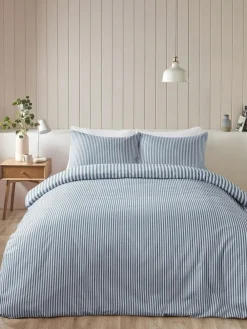 Catherine Lansfield Reversible Supersoft 100% Brushed Cotton Stripe Duvet Cover Set^ Branded Bedlinen