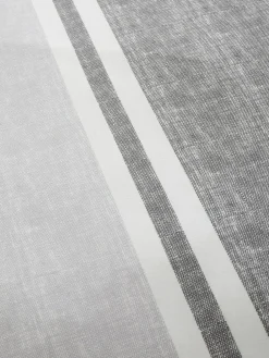New Catherine Lansfield Textured Banded Stripe Reversible Duvet Cover Set Charcoal