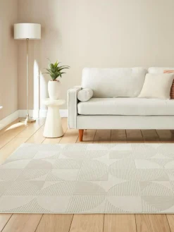 Online Catherine Lansfield Cream Retro Circles Washable Rug