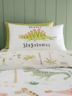 Clearance Catherine Lansfield Green Sleepy Dinosaur Reversible Duvet Cover Set