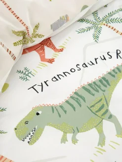 Clearance Catherine Lansfield Green Sleepy Dinosaur Reversible Duvet Cover Set