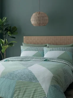Discount Catherine Lansfield Green Larsson Geo Duvet Cover and Pillowcase Set