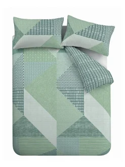 Discount Catherine Lansfield Green Larsson Geo Duvet Cover and Pillowcase Set
