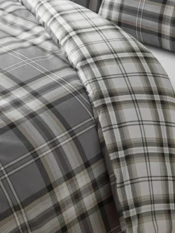 Best Catherine Lansfield Kelso Check Easy Care Duvet Cover and Pillowcase Set Grey