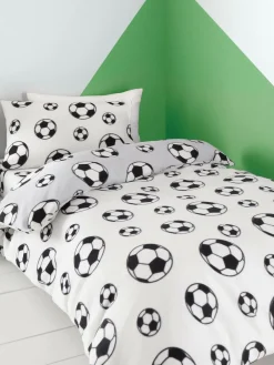 Catherine Lansfield Grey Spot Football Cosy Fleece Reversible Duvet Cover Set^ Branded Bedlinen
