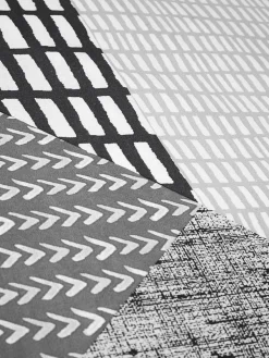 Online Catherine Lansfield Grey/Black Larsson Geo Duvet Cover and Pillowcase Set