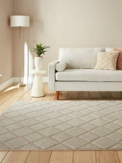 Outlet Catherine Lansfield Natural Cosy Diamond Washable Rug